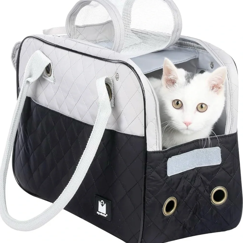 Stylish Black and Gray Cat Carrier